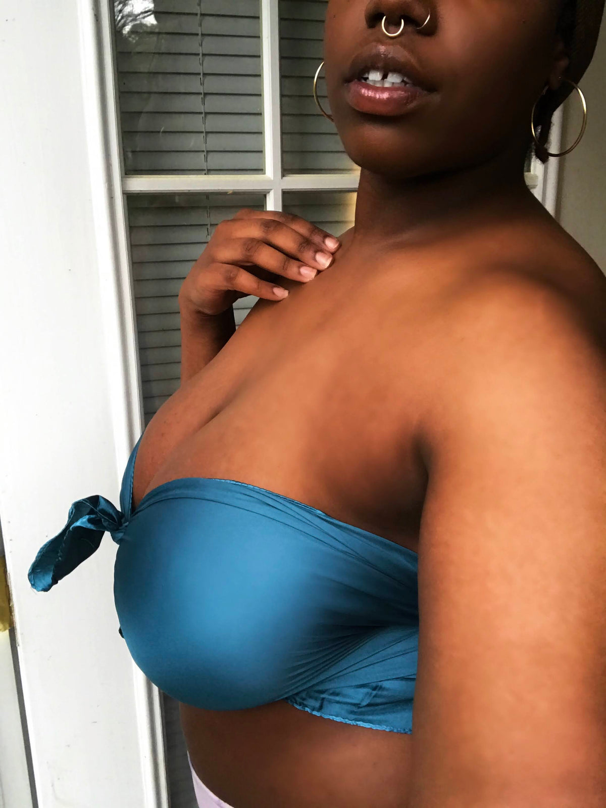 Icey Blue Satin Scarf - Used as Trendy Silky Top