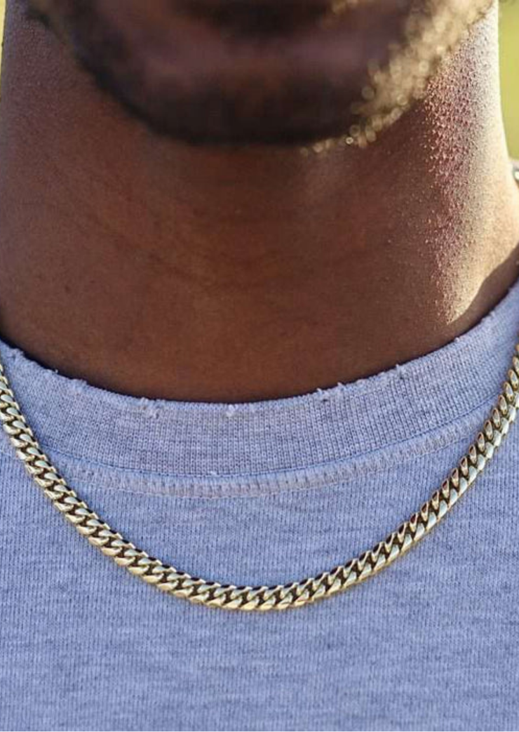 Unisex Classic Cuban Link Chain 14K Solid Gold Plated 316L Stainless Steel - 8mm