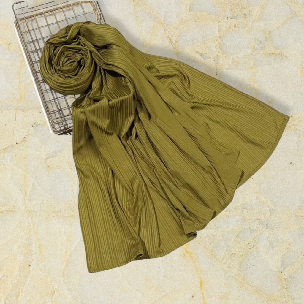 Olive Stretchy Ribbed Scarf Headwrap