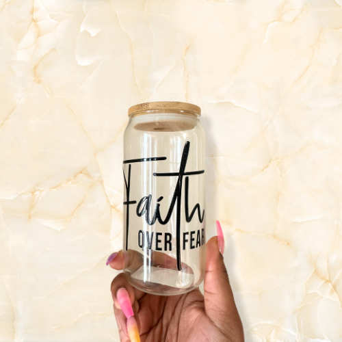 Faith Over Fear - Lid + Straw + Holiday Topper