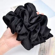 Oversized Traditional Black Satin Scrunchie