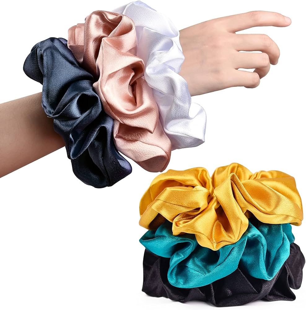Oversized Traditional Black Satin Scrunchie