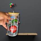 Merry Grinchmas Glass Can Cup - Lid + Straw + Holiday Topper