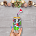 Grumpy Christmas Glass Can Cup - Lid + Straw + Holiday Topper