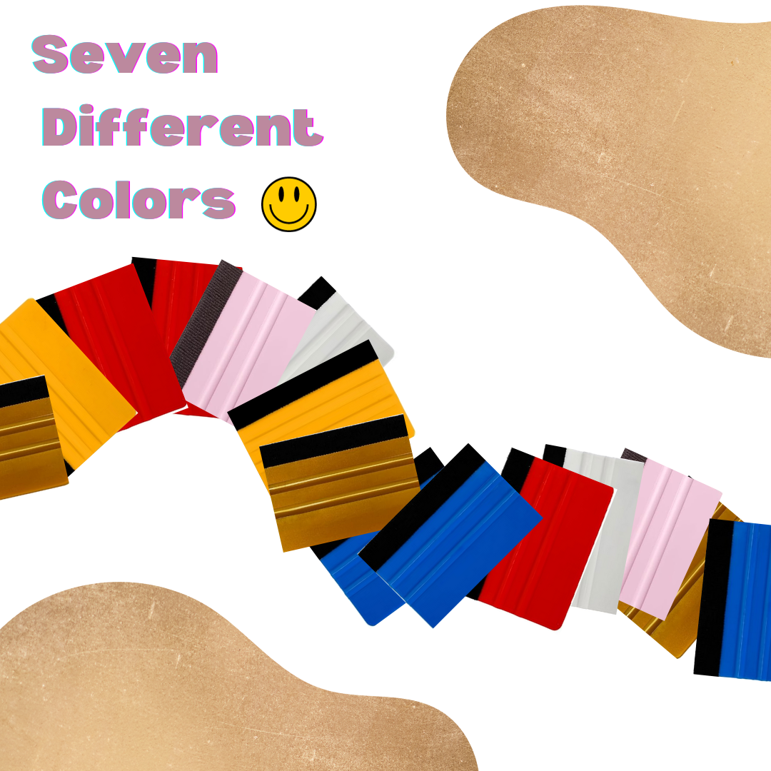 Multi-Color Squeegee’s - Black Felt Edge - Plastic Squeegee for Vinyl Craft and Car Wrap