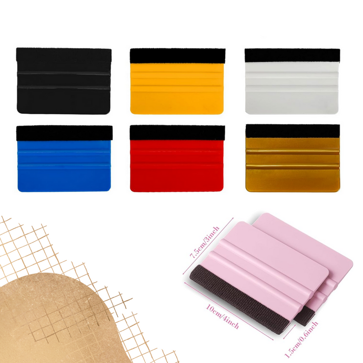 Multi-Color Squeegee’s - Black Felt Edge - Plastic Squeegee for Vinyl Craft and Car Wrap