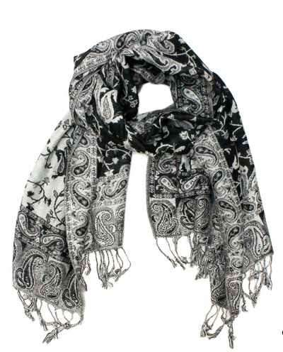 Grey Paisley Pashmina Headwrap