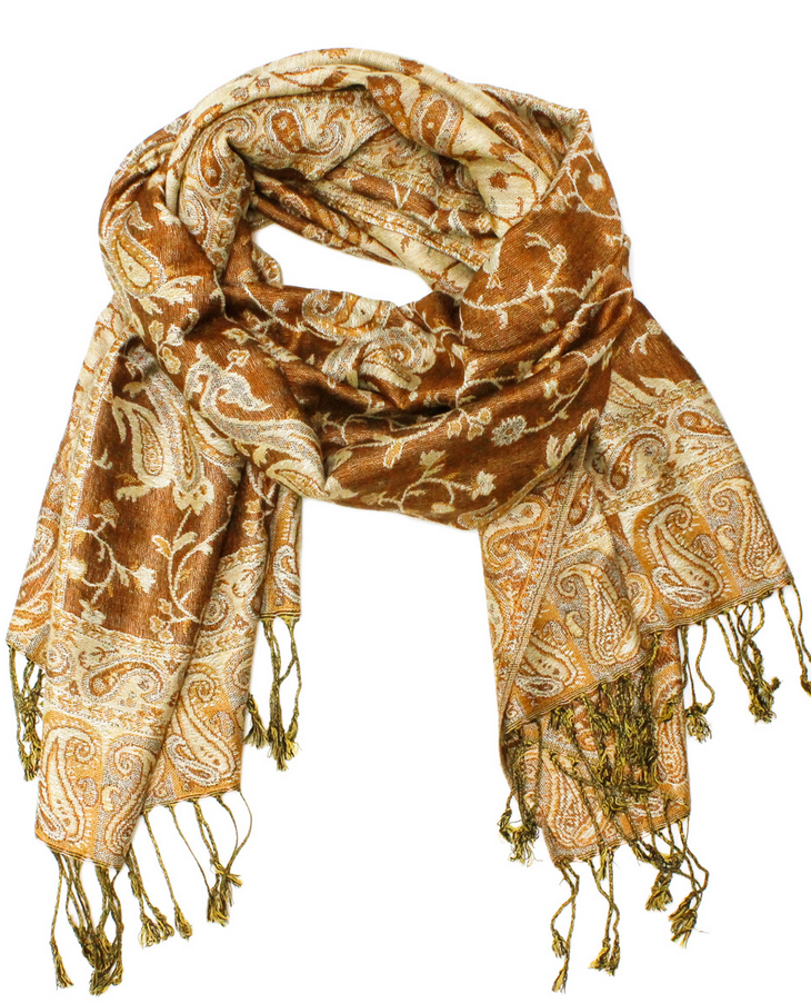 Toffee Paisley Pashmina Headwrap