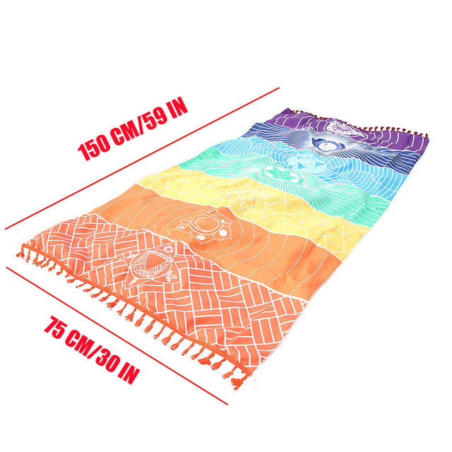 Hot Rainbow Beach Mat Mandala Tapestry