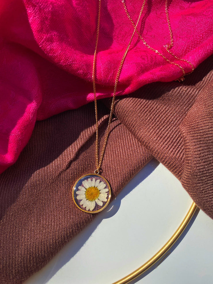 Sun in Gold Sunflower Resin Necklace