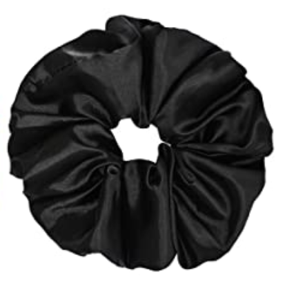 Oversized Traditional Black Satin Scrunchie