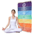 Hot Rainbow Beach Mat Mandala Tapestry